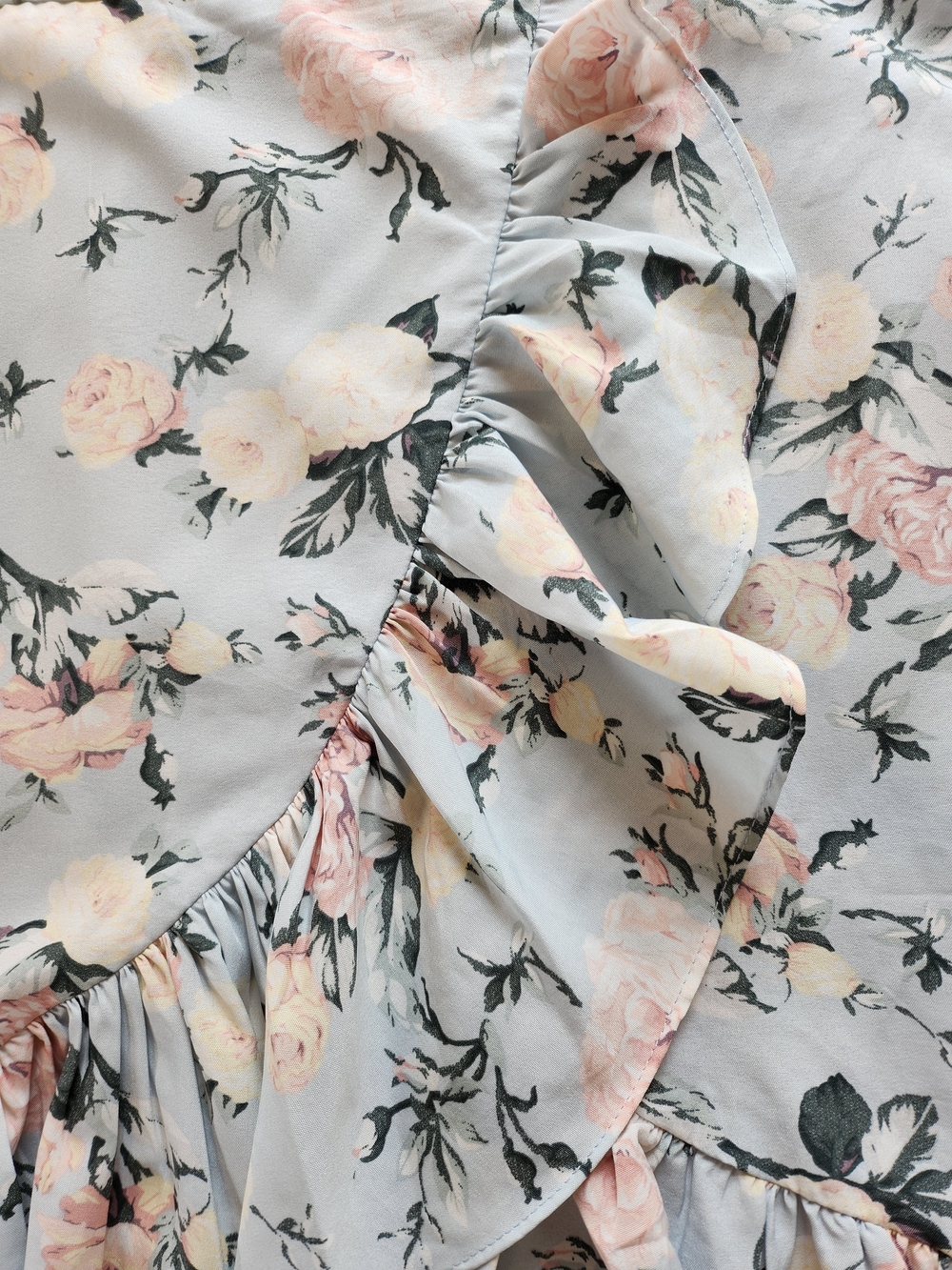 Milk & Honey Sz L High-Low Ruffle Blue Rose Garden Floral Pastel Skirt - Picture 5 of 9